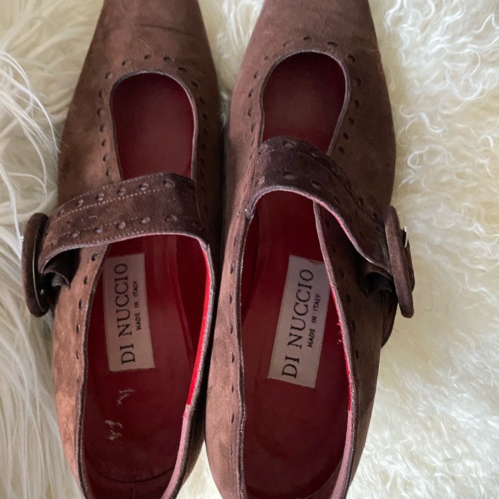 Di Nuccio Brown Suede Heels Shoes 38.5 8 1/2